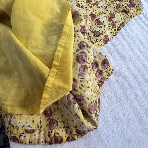 Plenty By Tracy Reese Women Size 4 Floral A-Line Midi Skirt Yellow Brown Pockets - Picture 6 of 9